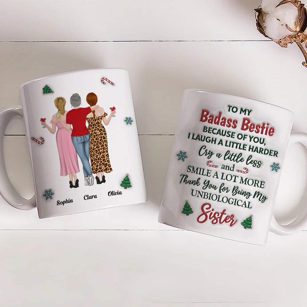 Because Of You I Laugh A Little Harder Christmas - Personalized Custom 3D Inflated Effect Mug - Image 3