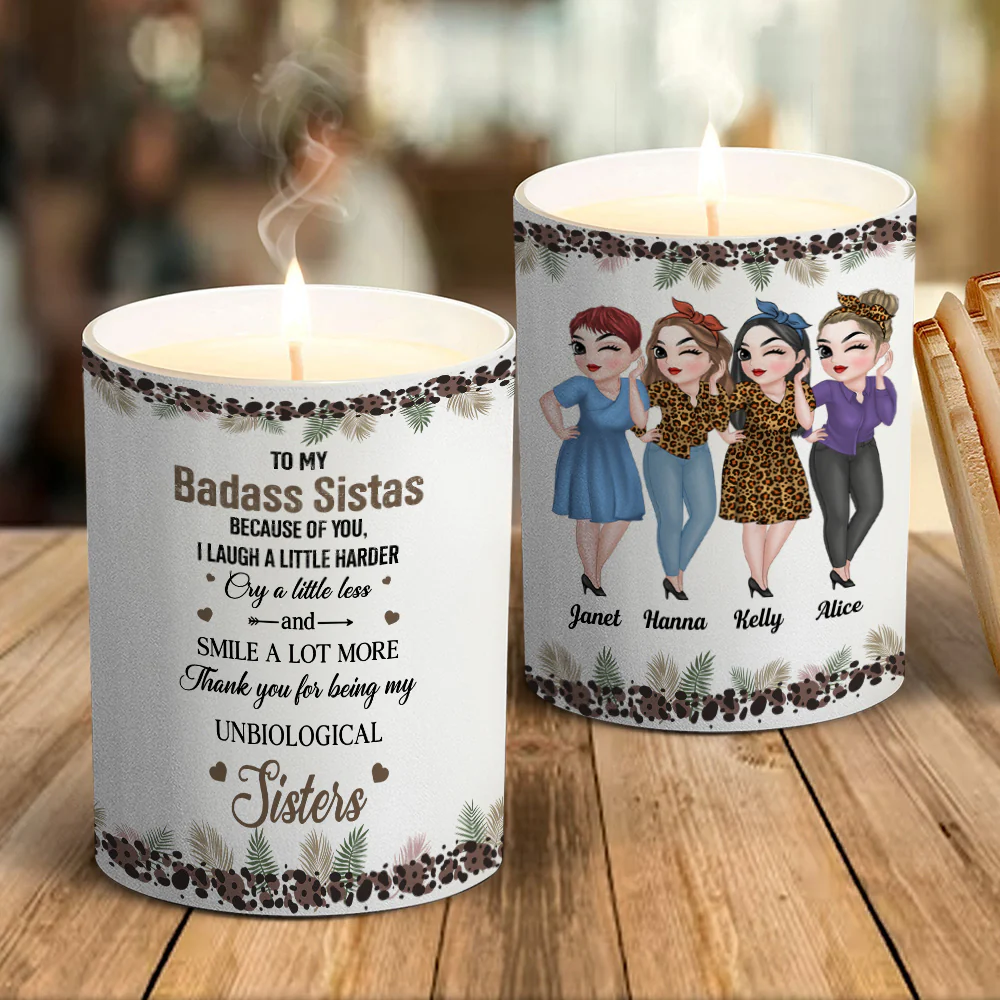 Because Of You I Laugh A Little Harder - Personalized Custom Candle - Image 4