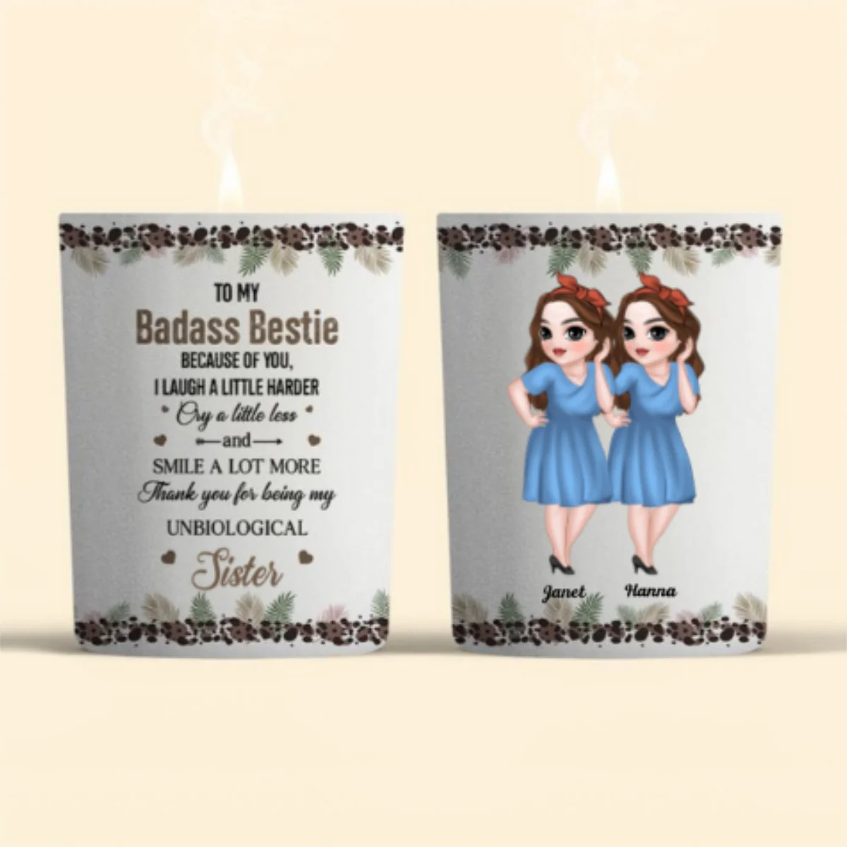 Because Of You I Laugh A Little Harder - Personalized Custom Candle - Image 7