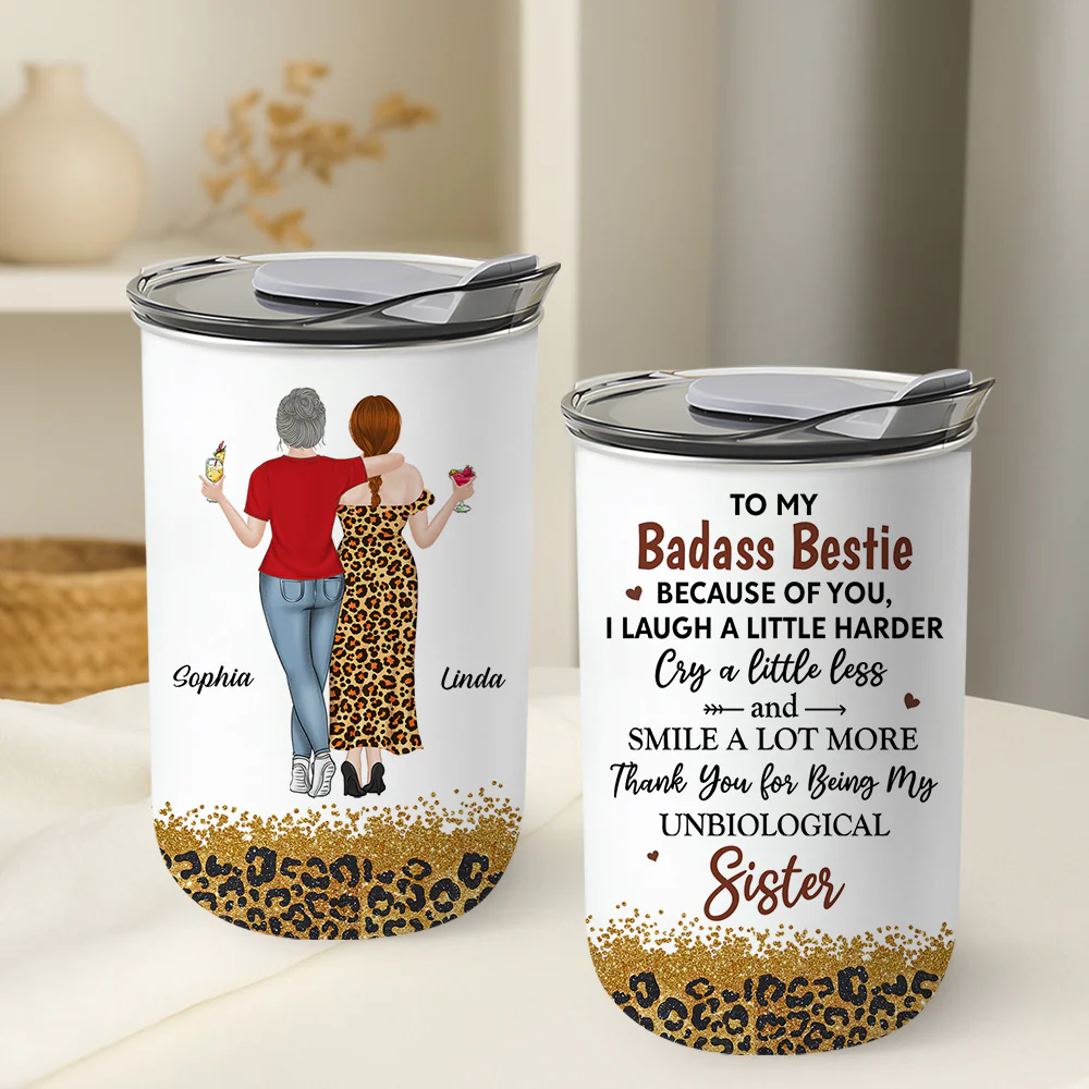 Because Of You I Laugh A Little Harder - Personalized Custom 10oz Tumbler - Image 3