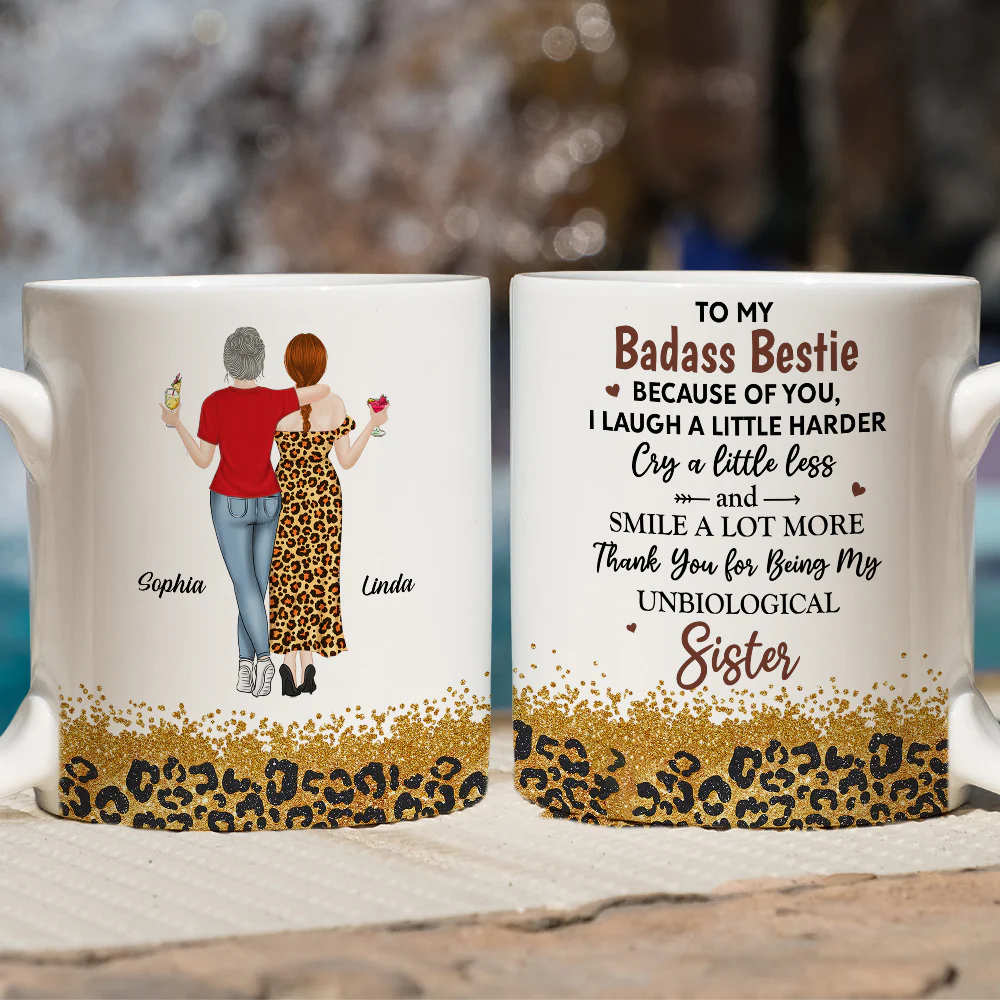 Because Of You I Laugh A Little Harder - Personalized Custom Coffee Mug - Image 4