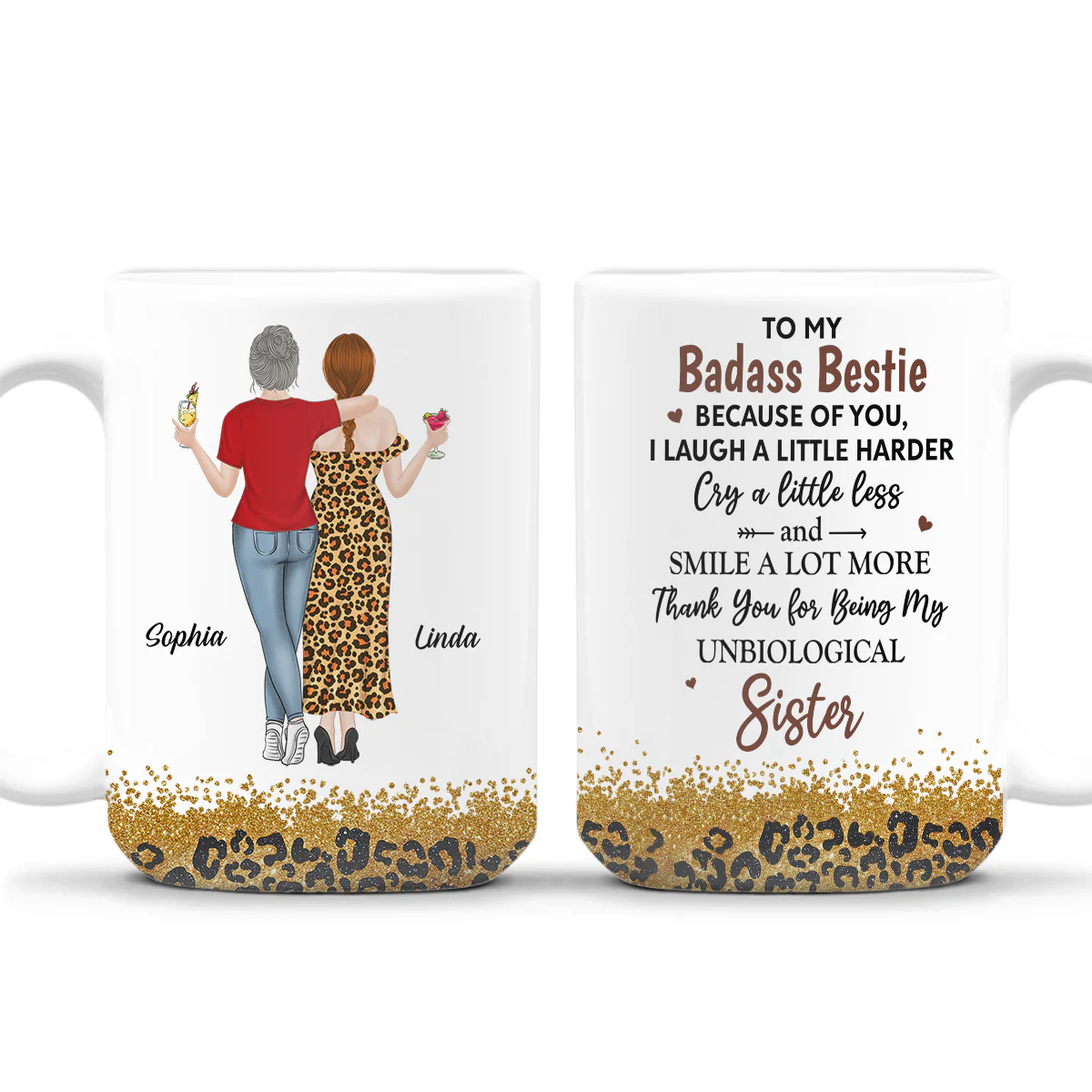 Because Of You I Laugh A Little Harder - Personalized Custom Coffee Mug - Image 7