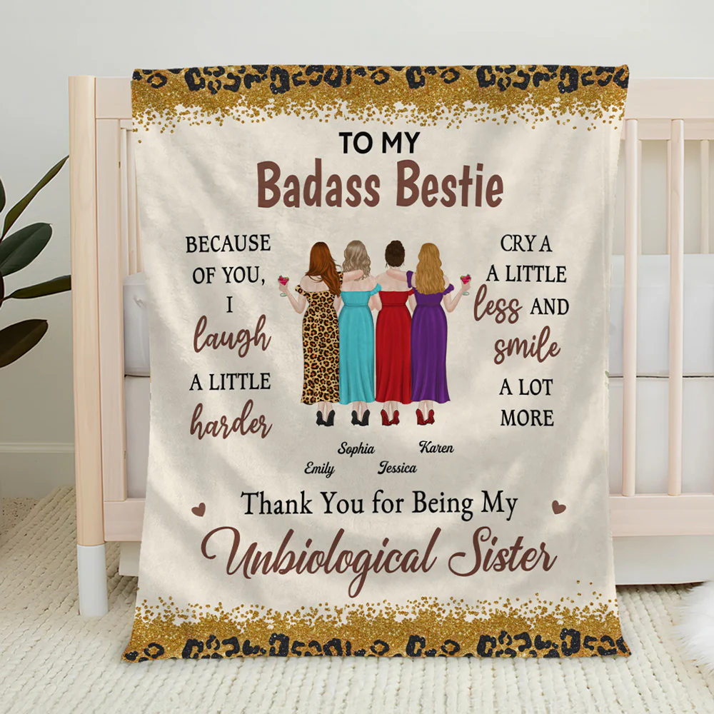 Because Of You I Laugh A Little Harder - Personalized Custom Fleece Blanket - Image 5
