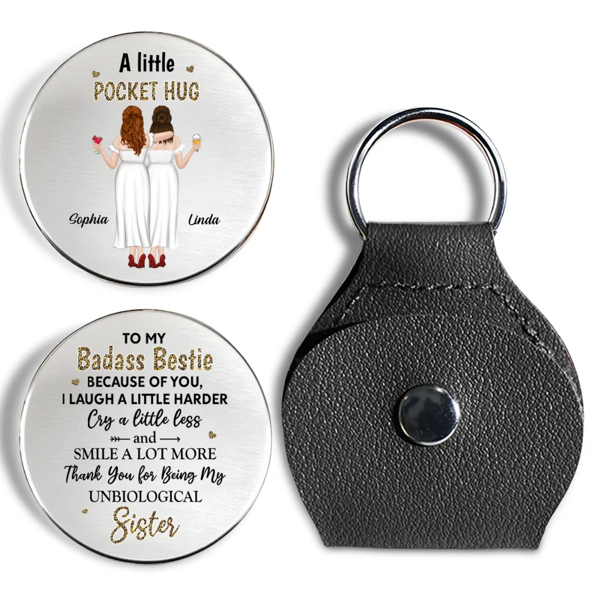 Because Of You I Laugh A Little Harder - Personalized Custom Pocket Hug - Image 7