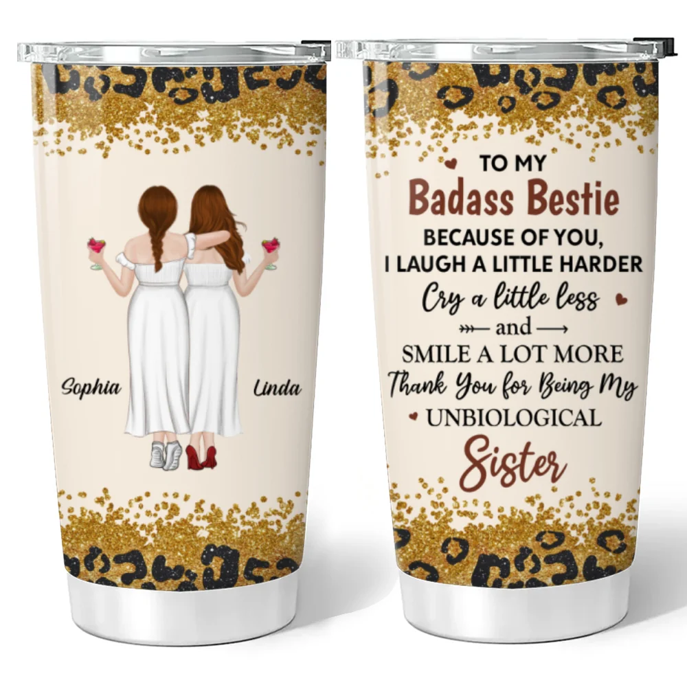 Because Of You I Laugh A Little Harder - Personalized Custom Tumbler - Image 7