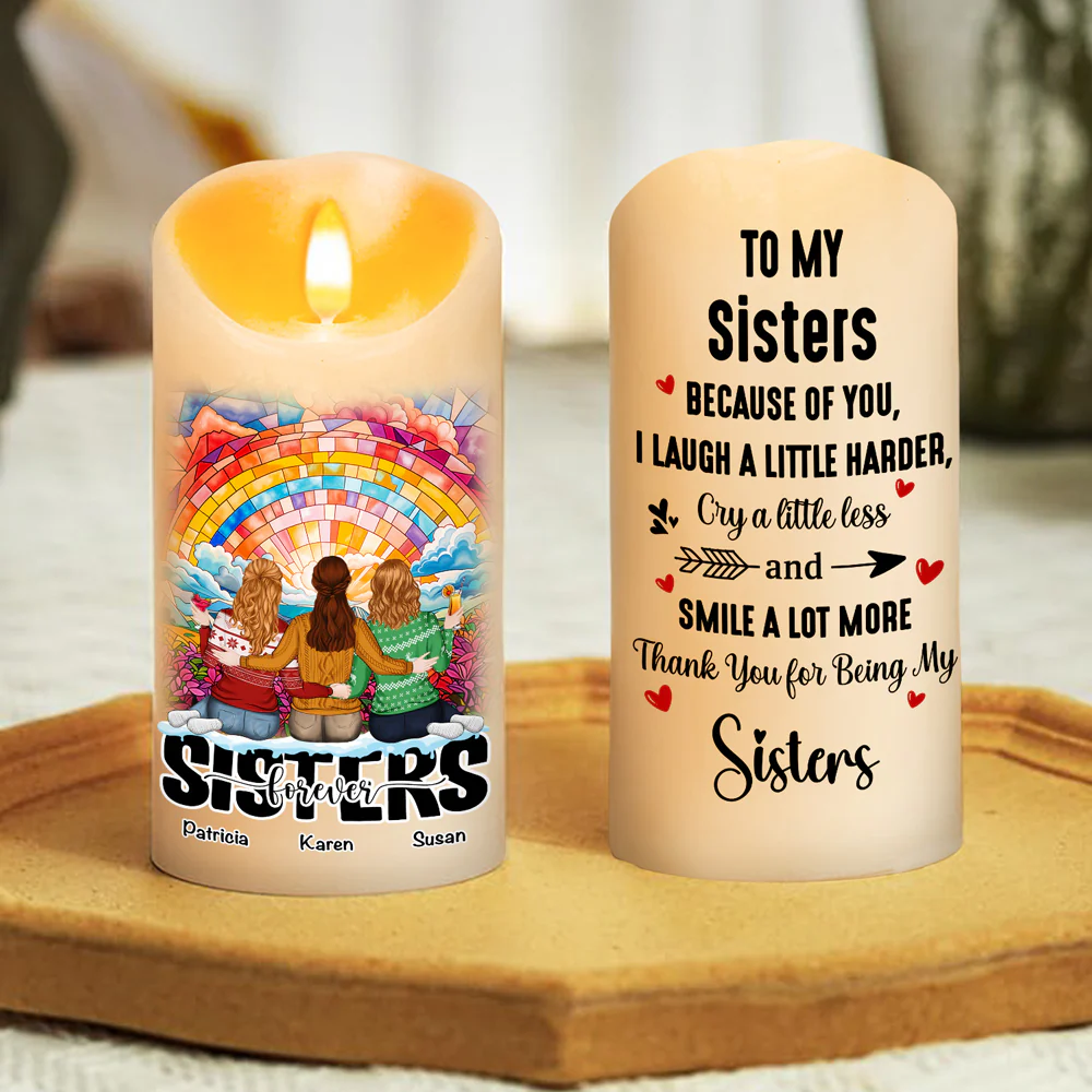 Because of You I Laugh a Little Harder Version 2 - Personalized Custom LED Candle - Image 2