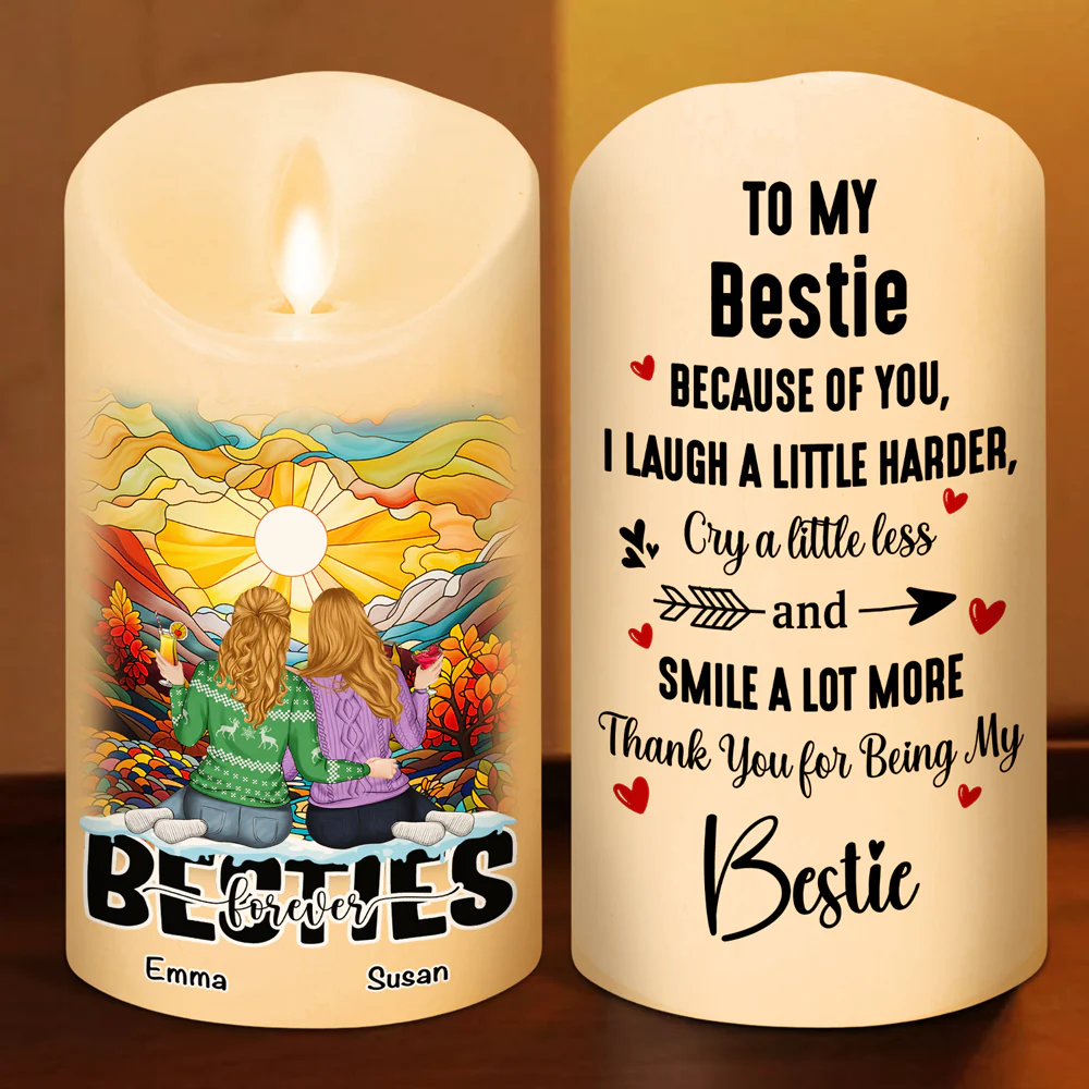 Because of You I Laugh a Little Harder Version 2 - Personalized Custom LED Candle - Image 3