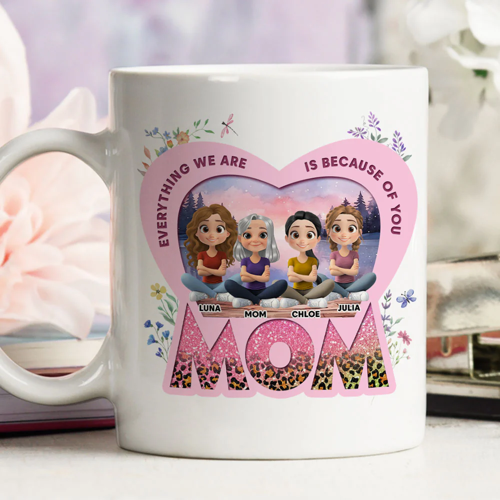 Because Of You Mom - Personalized Custom Coffee Mug - Image 4