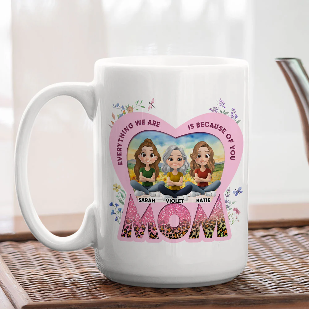 Because Of You Mom - Personalized Custom Coffee Mug - Image 5