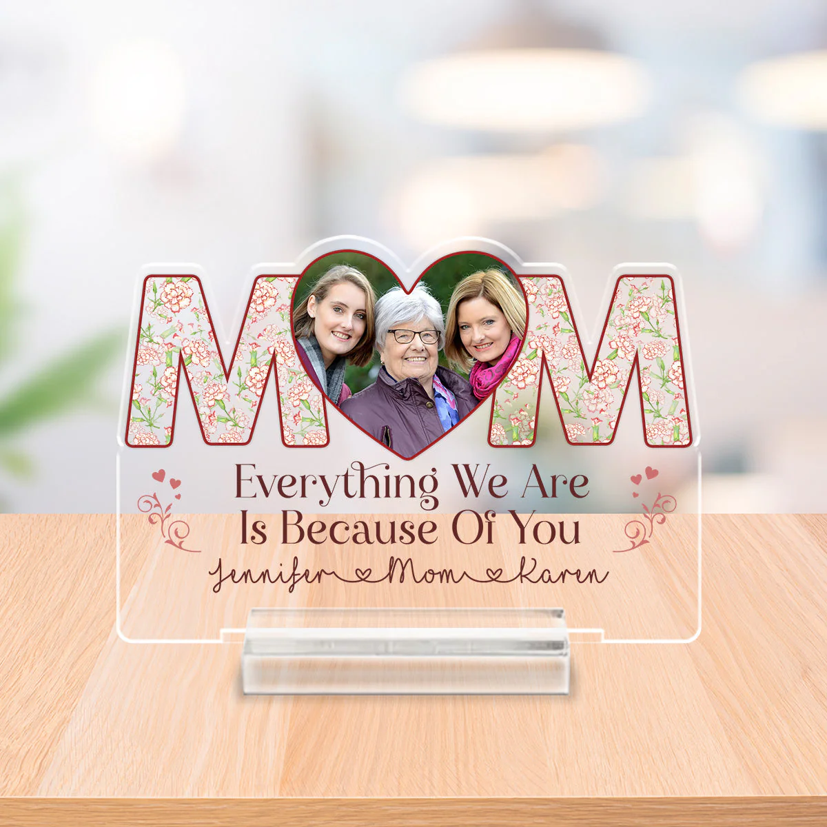 Because Of You - Personalized Custom Acrylic Plaque With Base - Image 4