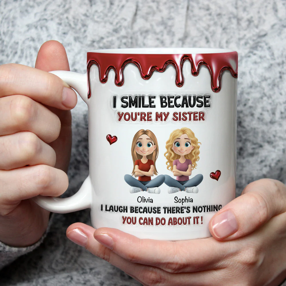 Because You Are My Brother - Personalized Custom 3D Inflated Effect Mug - Image 3