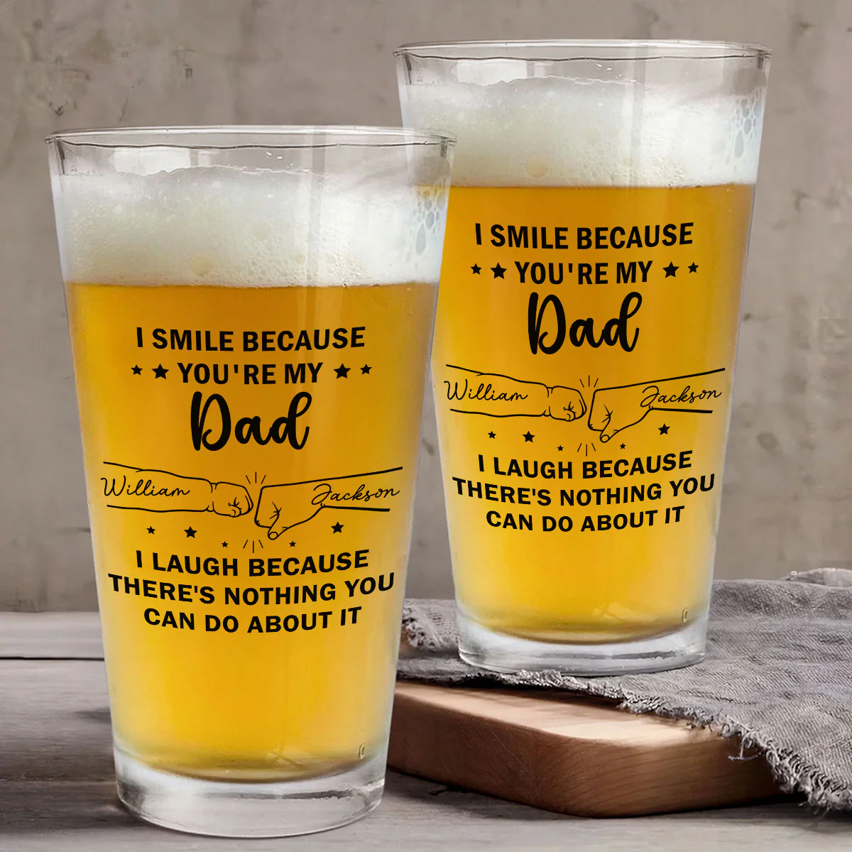 Because You Are My Brother - Personalized Custom Beer Glass - Image 3
