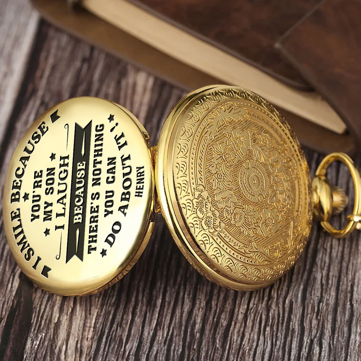 Because You Are My Son - Personalized Custom Pocket Watch - Image 2