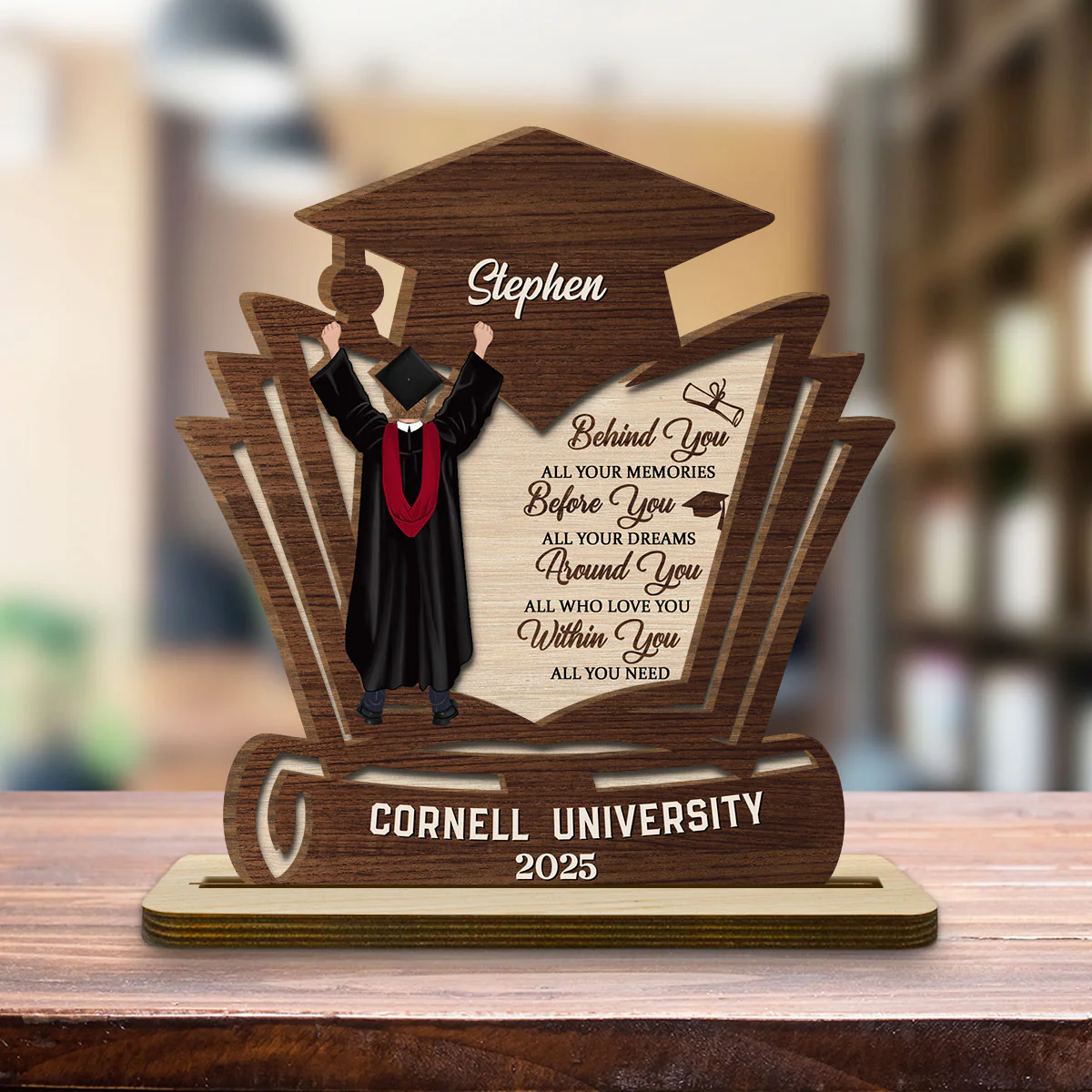 Before You All Your Dreams - Personalized Custom 2-Layer Wood Plaque With Flat Base - Image 4