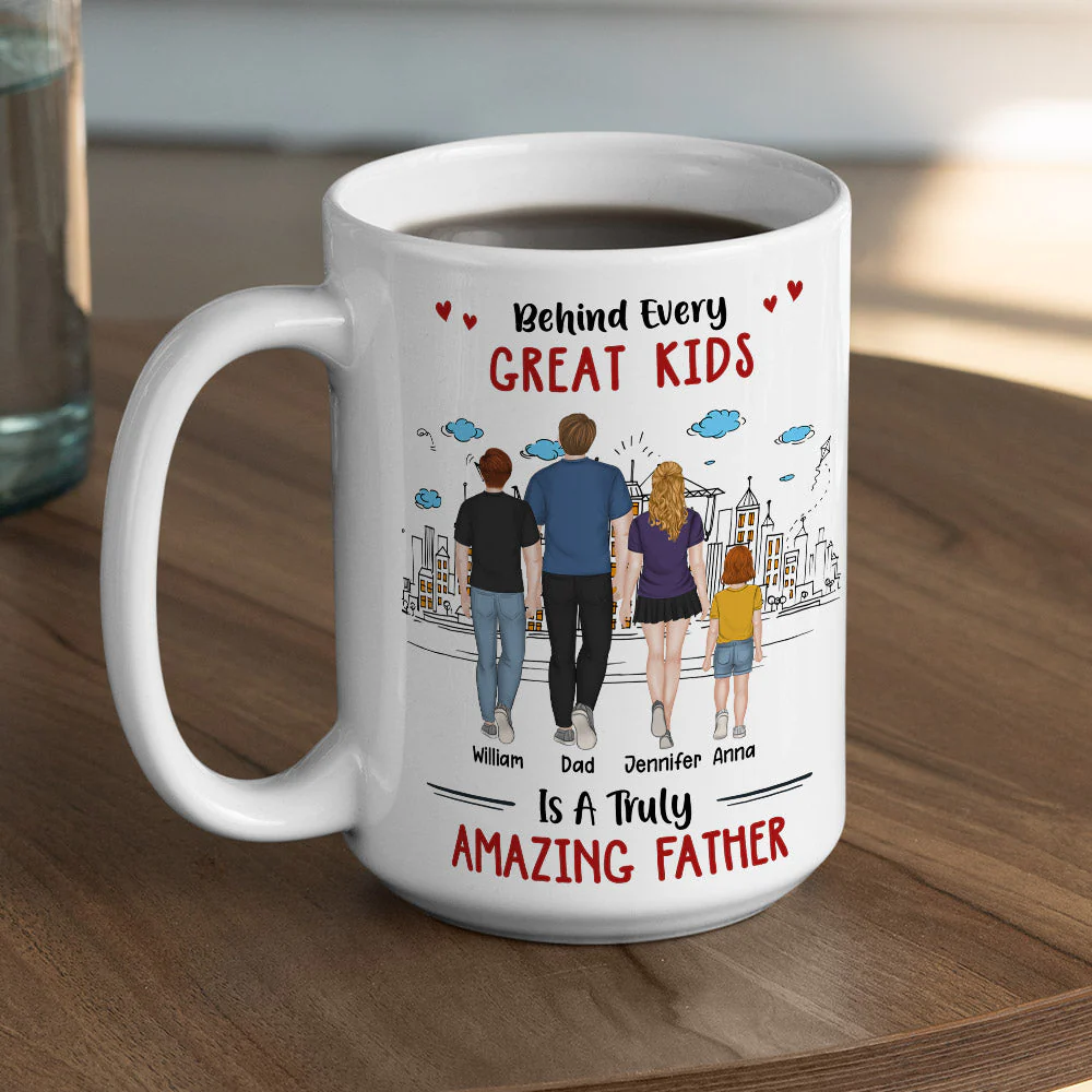 Behind Every Great Kids - Personalized Custom Coffee Mug - Image 3