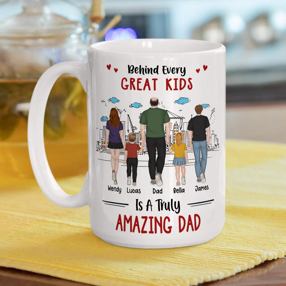 Behind Every Great Kids - Personalized Custom Coffee Mug - Image 4