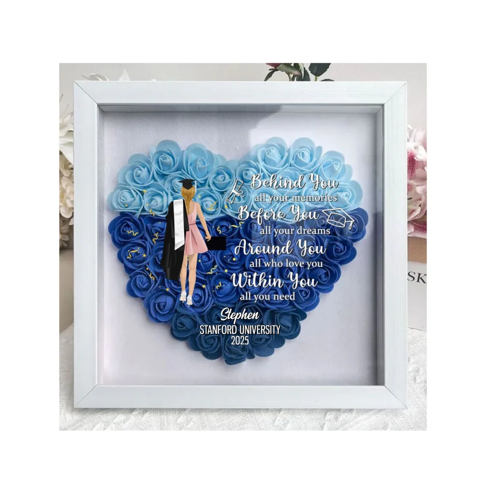 Behind You All Your Memories Before You All Your Dreams - Personalized Custom Flower Shadow Box - Image 7