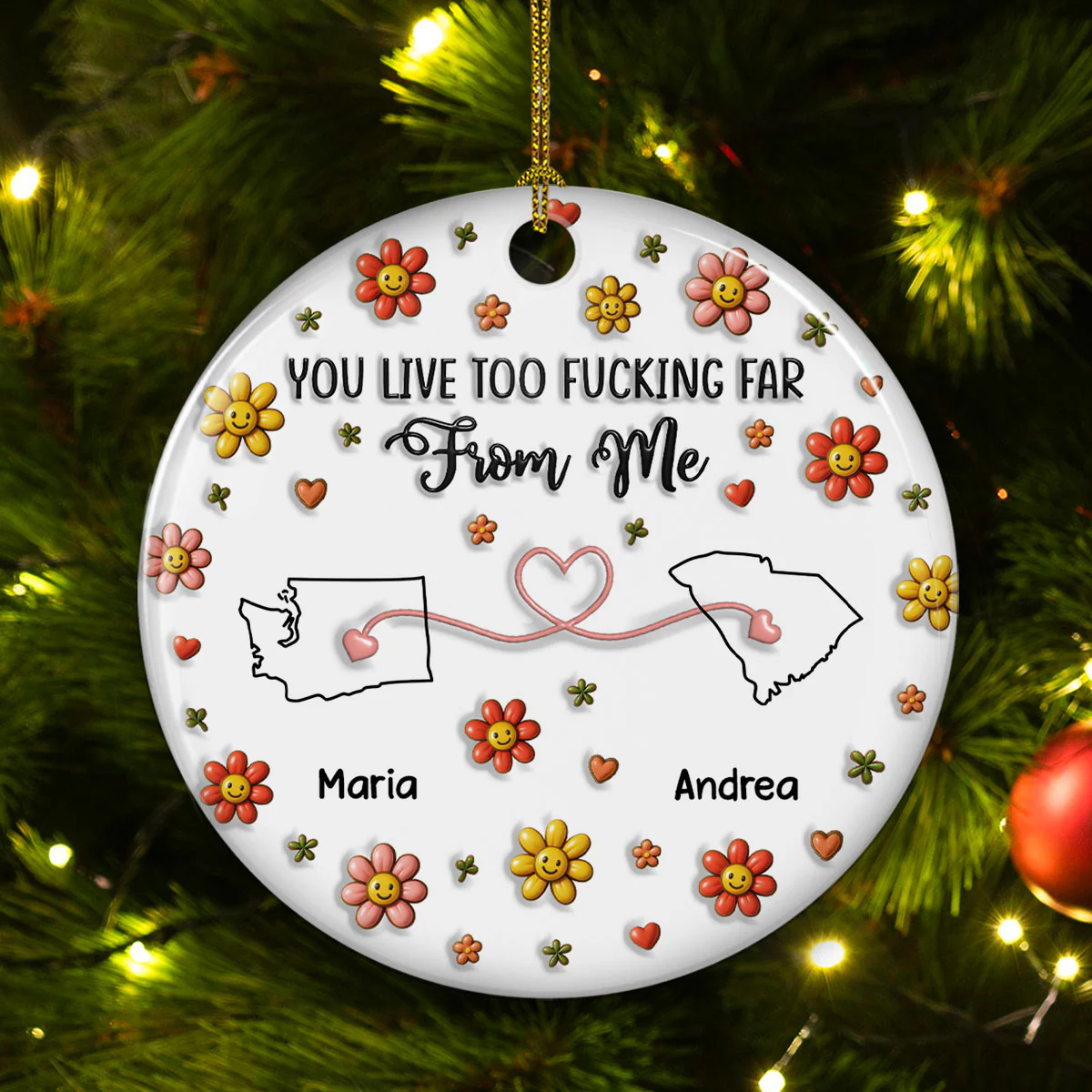 Being Apart Really Sucks Sometimes - Personalized Custom 3D Inflated Effect Ceramic Ornament - Image 4