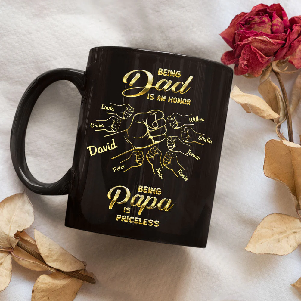 Being Dad And Papa - Personalized Custom Coffee Mug - Image 4