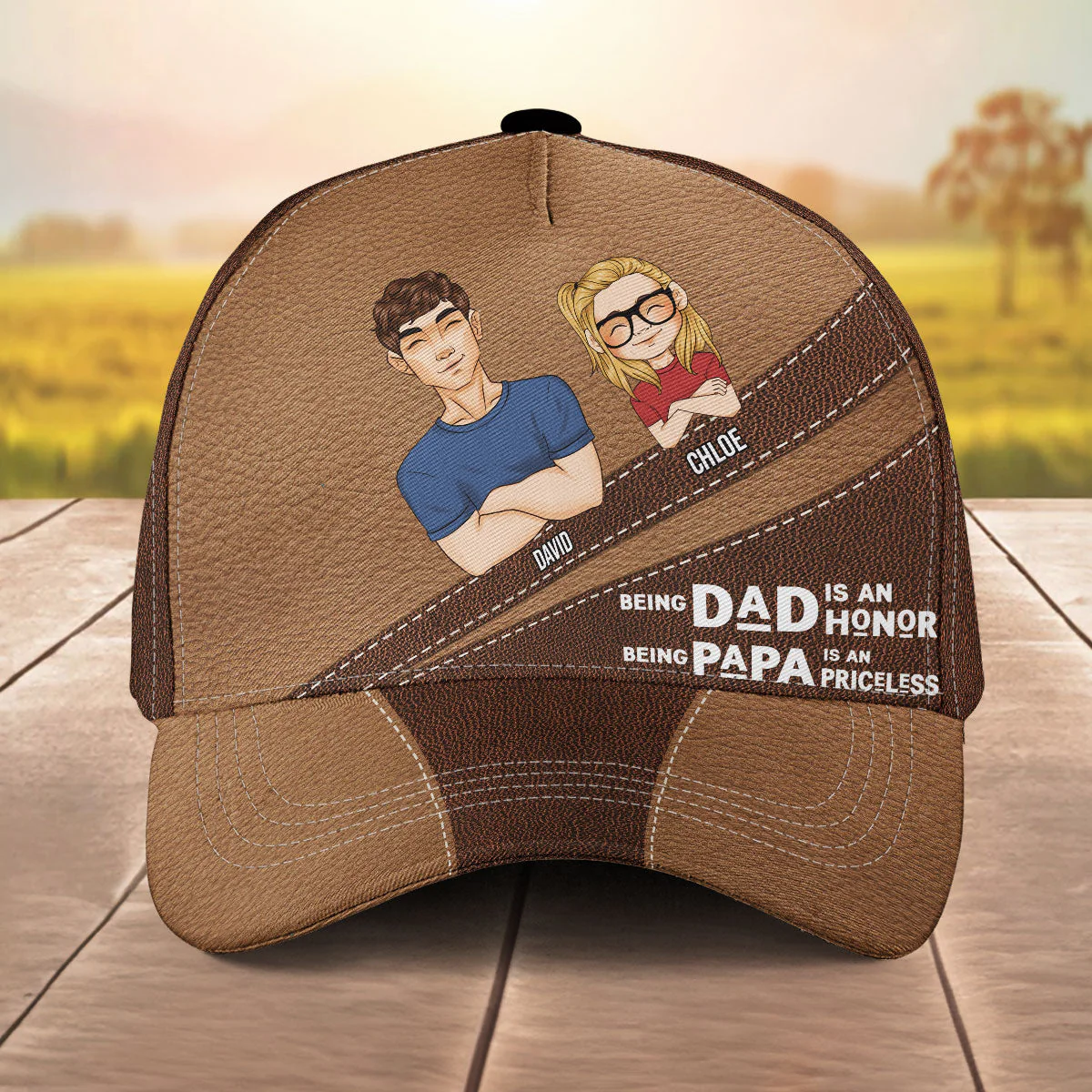 Being Dad Being Papa - Personalized Classic Cap - Image 2