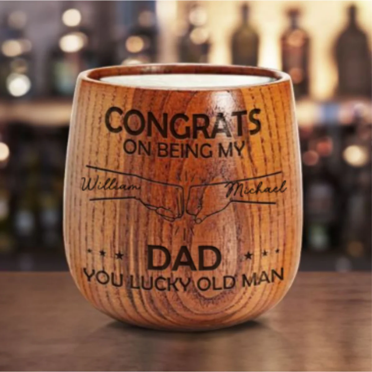 Being My Dad - Personalized Custom Engraved Wooden Whiskey Glass - Image 6