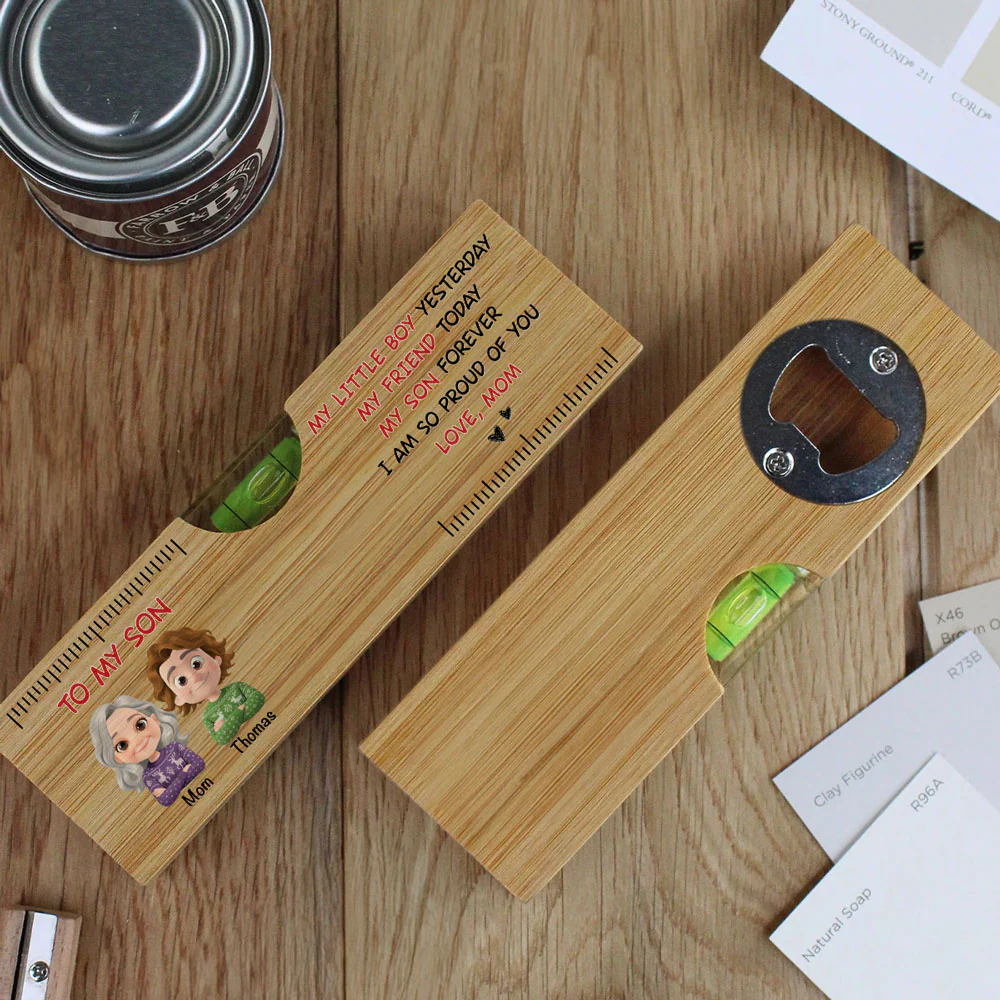 Being My Son Forever - Personalized Custom Wooden Spirit Level Bottle Opener - Image 3