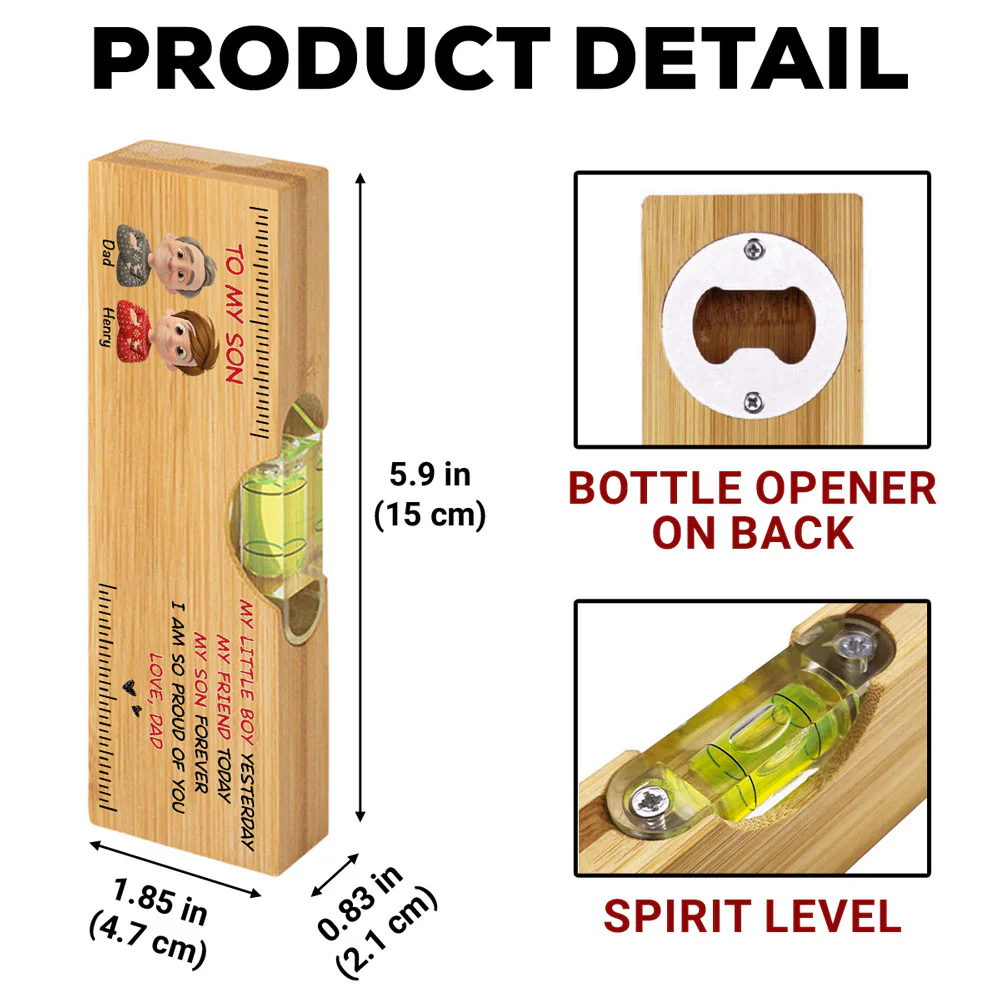 Being My Son Forever - Personalized Custom Wooden Spirit Level Bottle Opener - Image 5