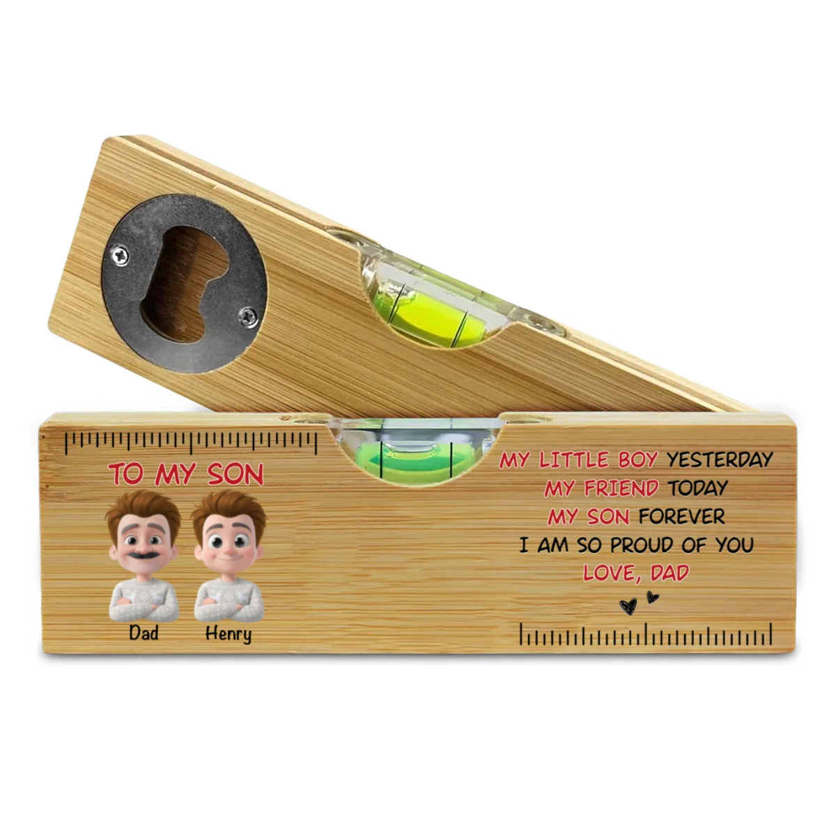 Being My Son Forever - Personalized Custom Wooden Spirit Level Bottle Opener - Image 7