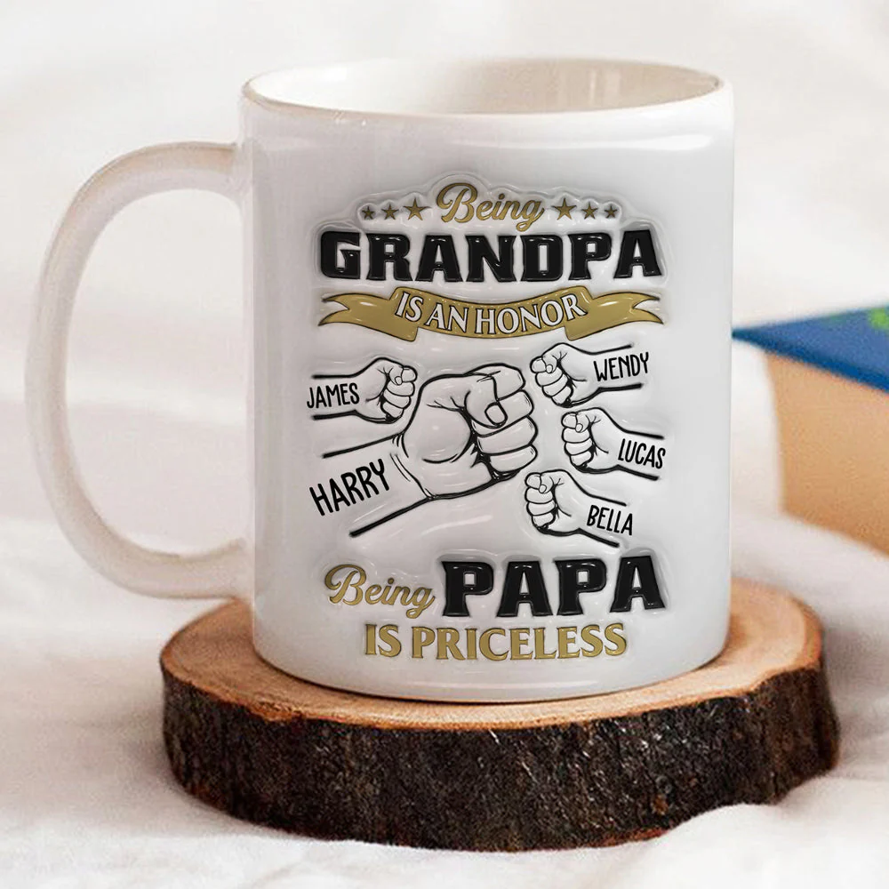 Being Papa - Personalized Custom 3D Inflated Effect Mug - Image 2