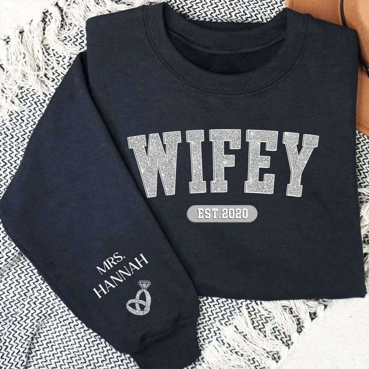 Being Wifey Est - Personalized Custom Long Sleeve T-shirt - Image 3