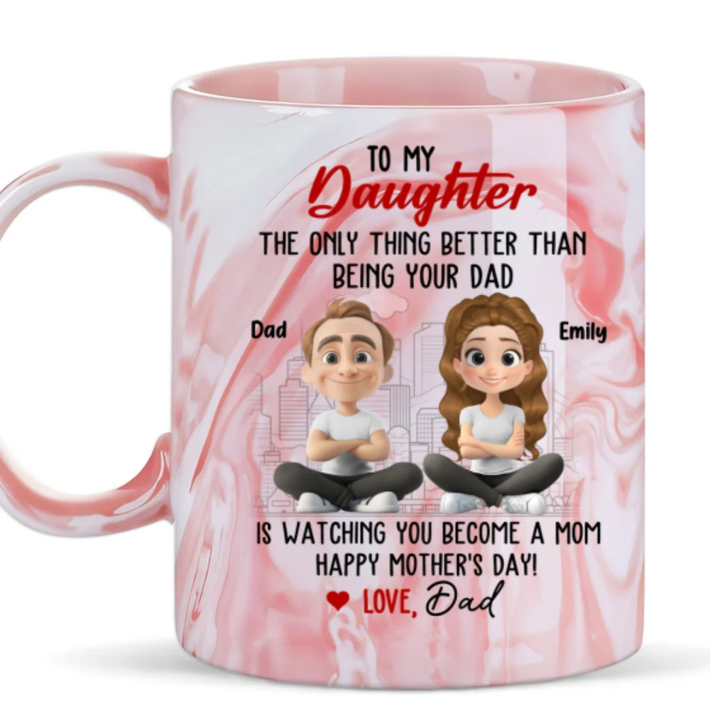 Being Your Dad Is Wonderful - Personalized Custom Pink Marble Mug - Image 5