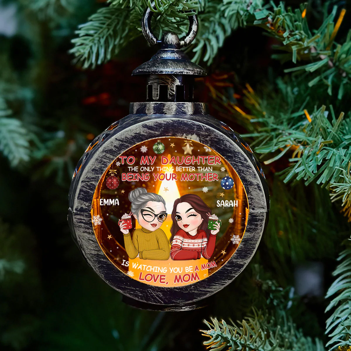 Being Your Mother - Personalized Custom Christmas Lantern - Image 3