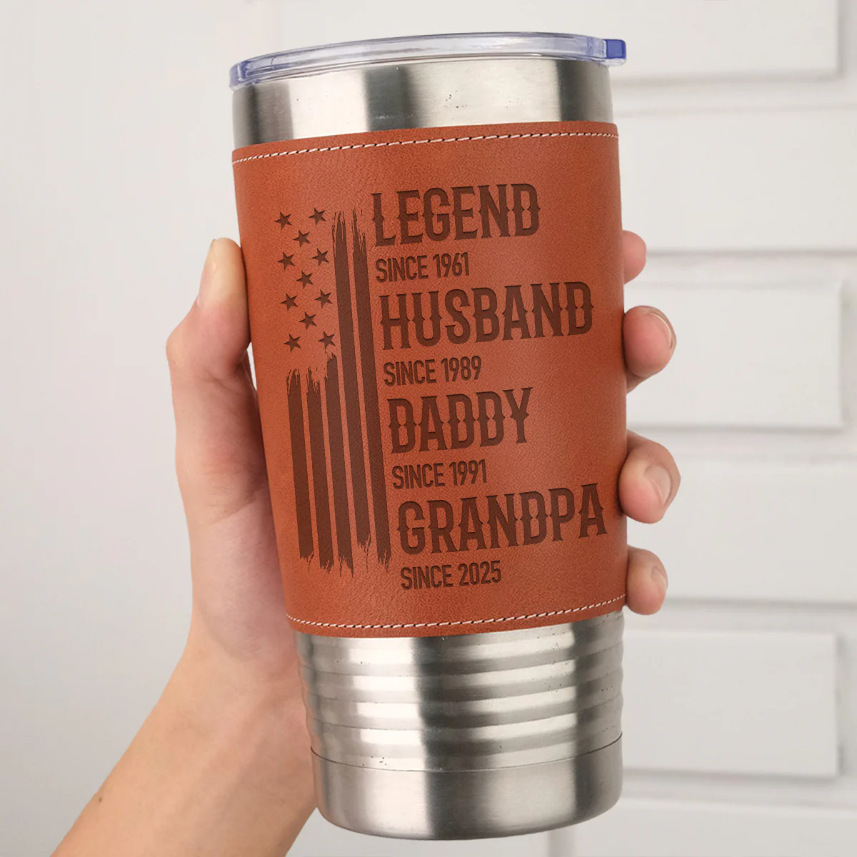Belongs To Legend - Personalized Custom Engraved Leather Tumbler - Image 3