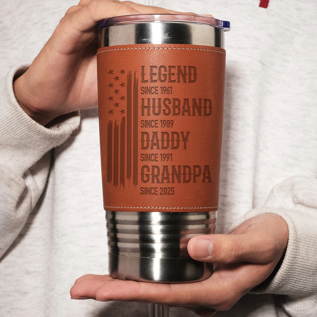 Belongs To Legend - Personalized Custom Engraved Leather Tumbler - Image 4