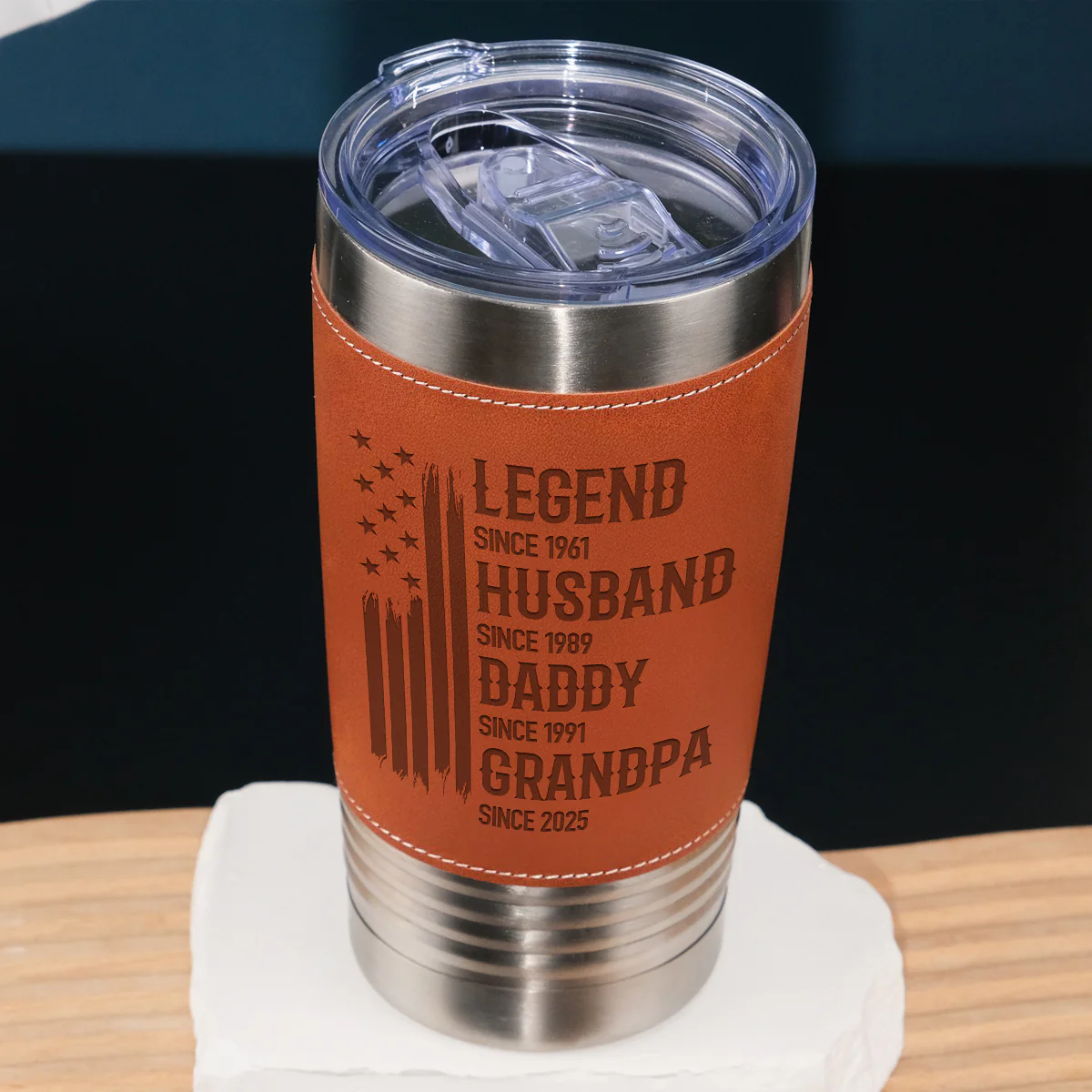 Belongs To Legend - Personalized Custom Engraved Leather Tumbler - Image 6