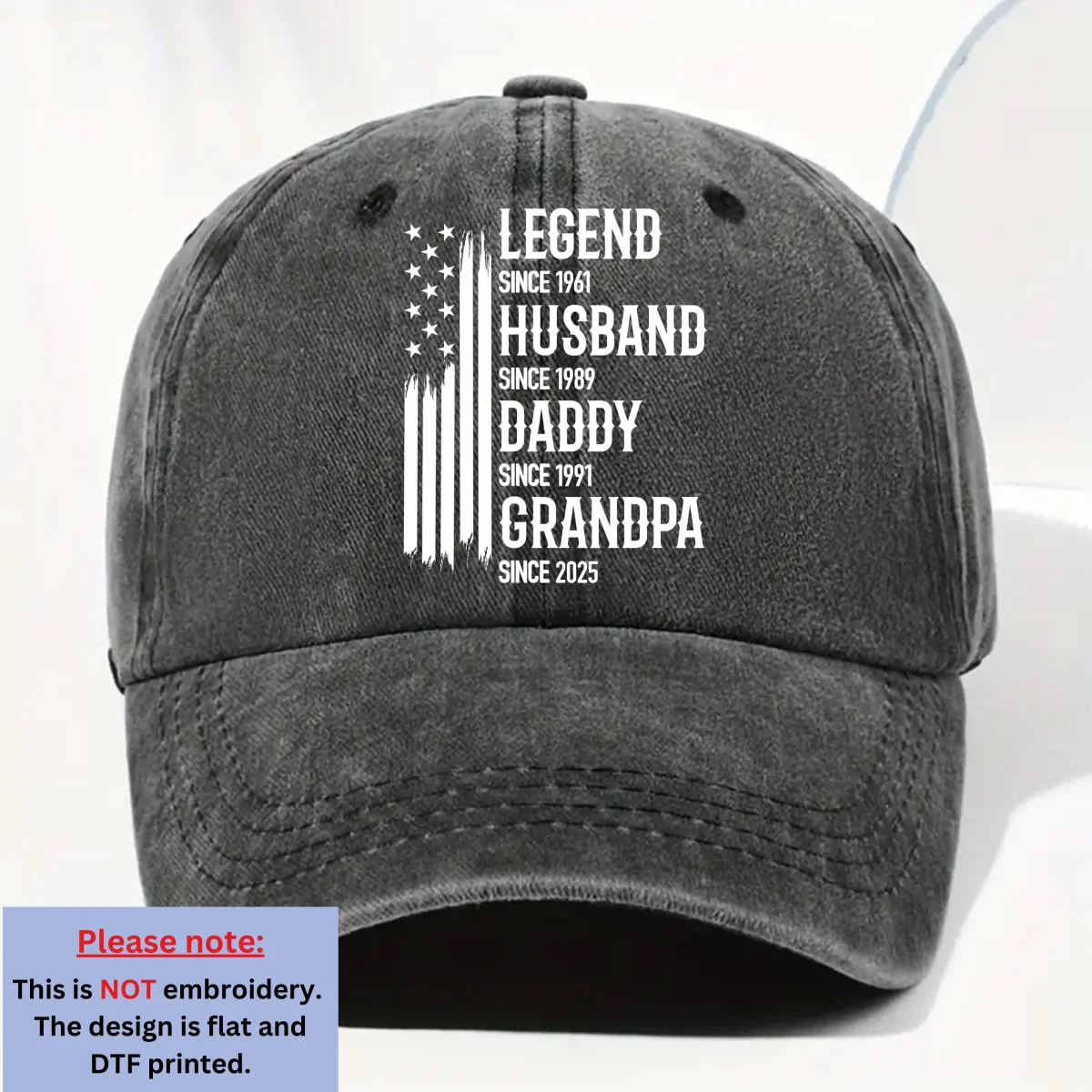 Belongs To Legend - Personalized Custom Vintage Washed Denim Cap - Image 5