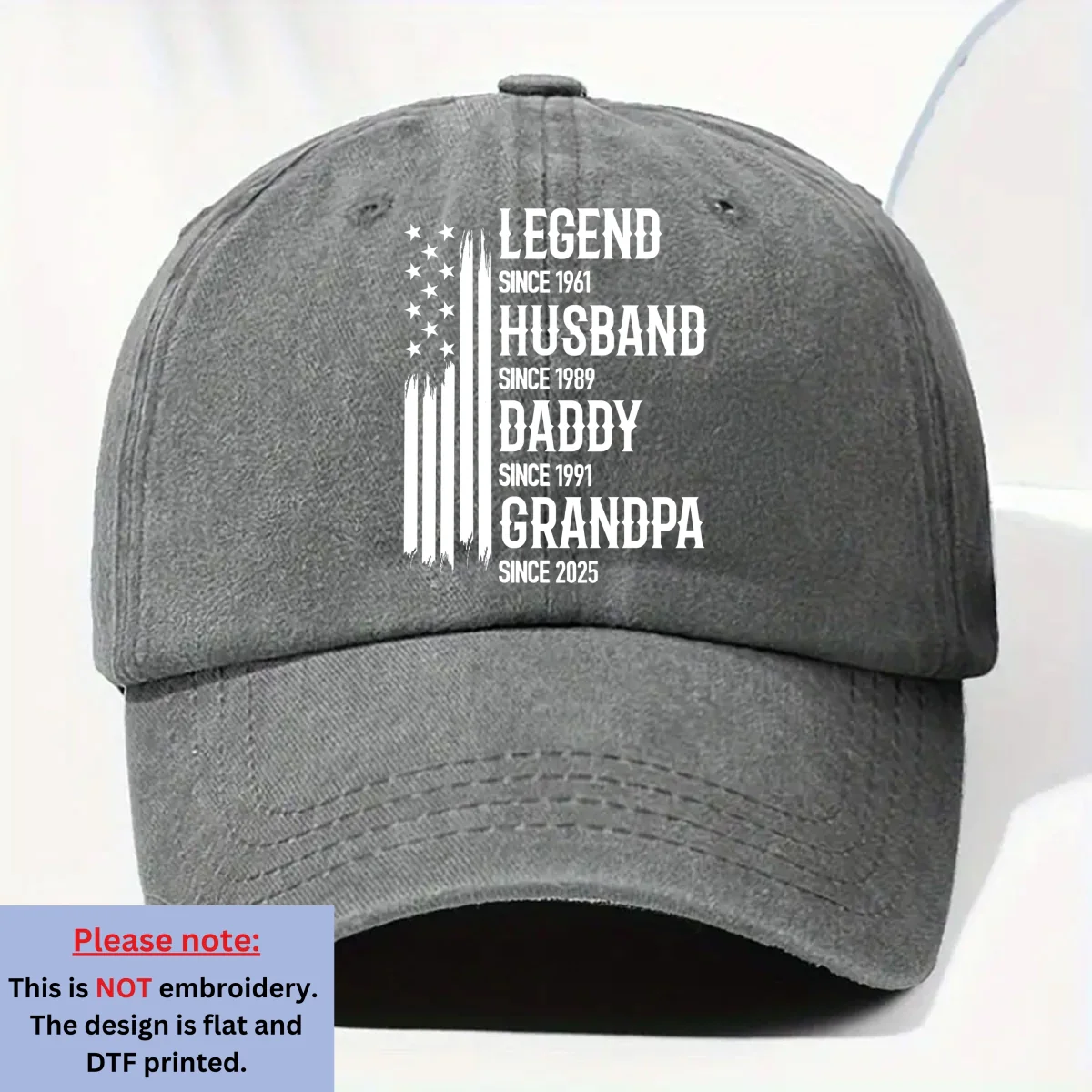 Belongs To Legend - Personalized Custom Vintage Washed Denim Cap - Image 6