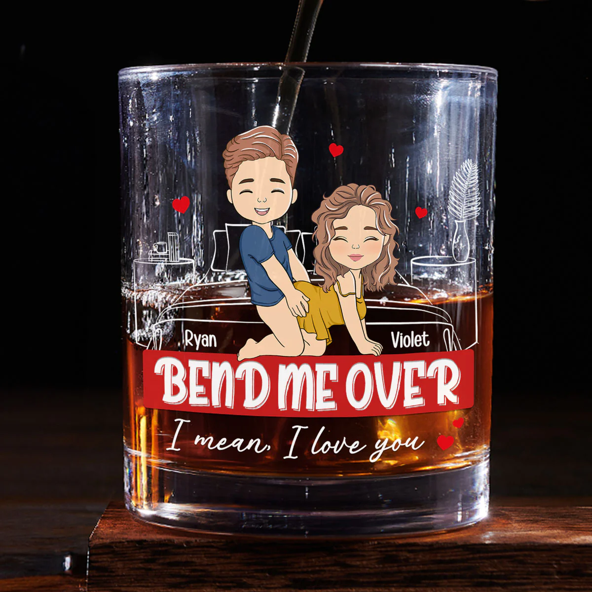 Bend Me Over - Personalized Custom Whiskey Glass - Image 4