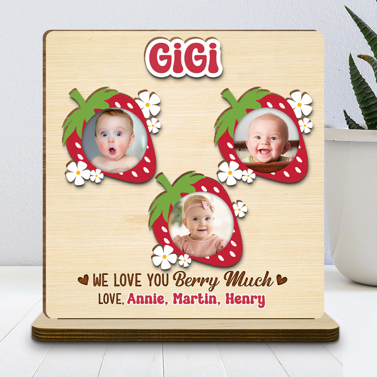 Berry Much - Personalized Custom 2-Layer Wood Plaque With Flat Base - Image 2