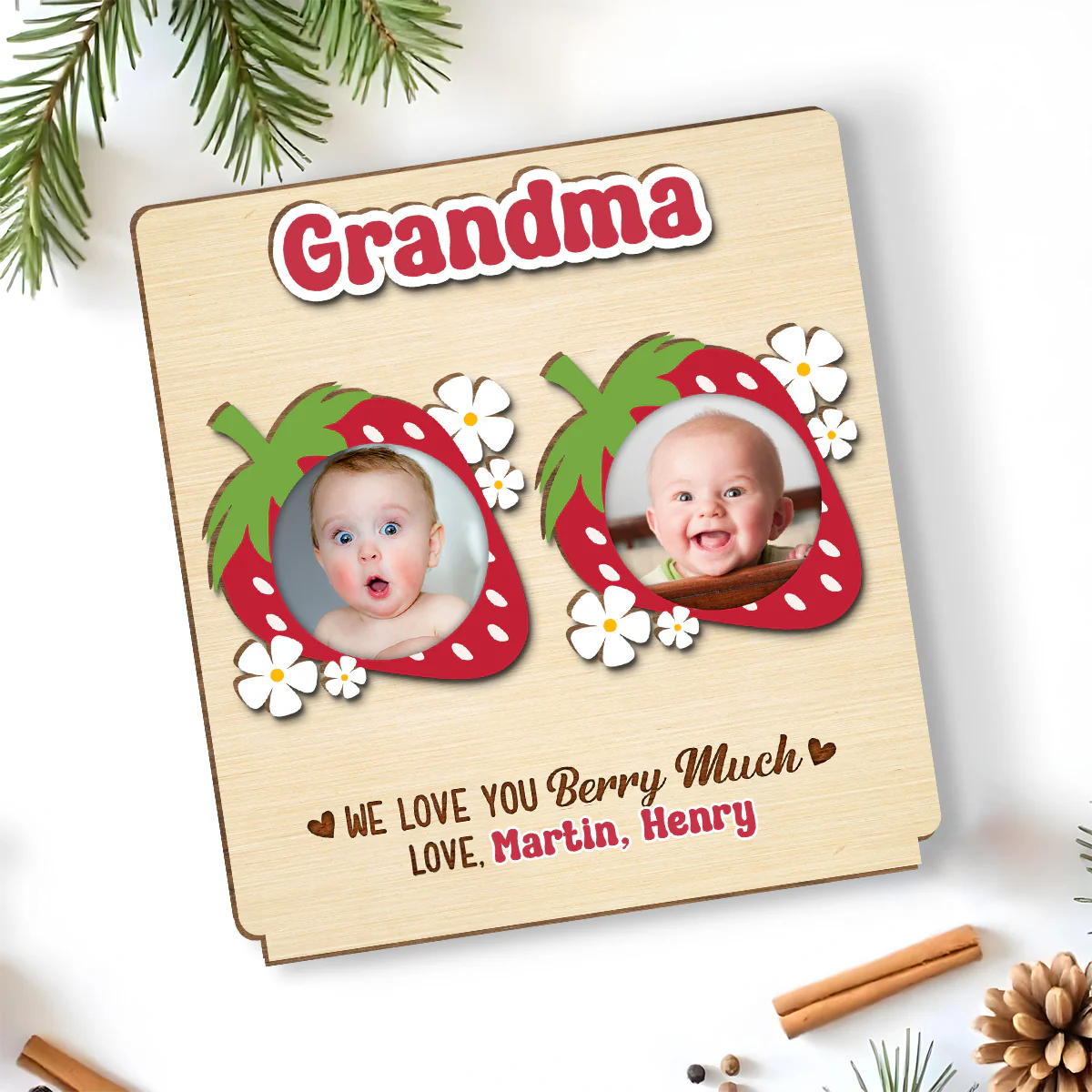 Berry Much - Personalized Custom 2-Layer Wood Plaque With Flat Base - Image 4