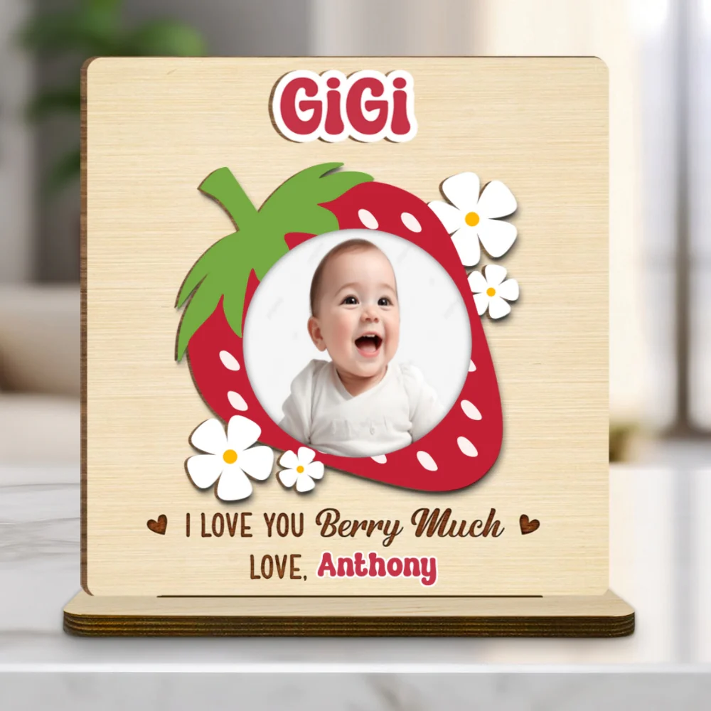 Berry Much - Personalized Custom 2-Layer Wood Plaque With Flat Base - Image 7