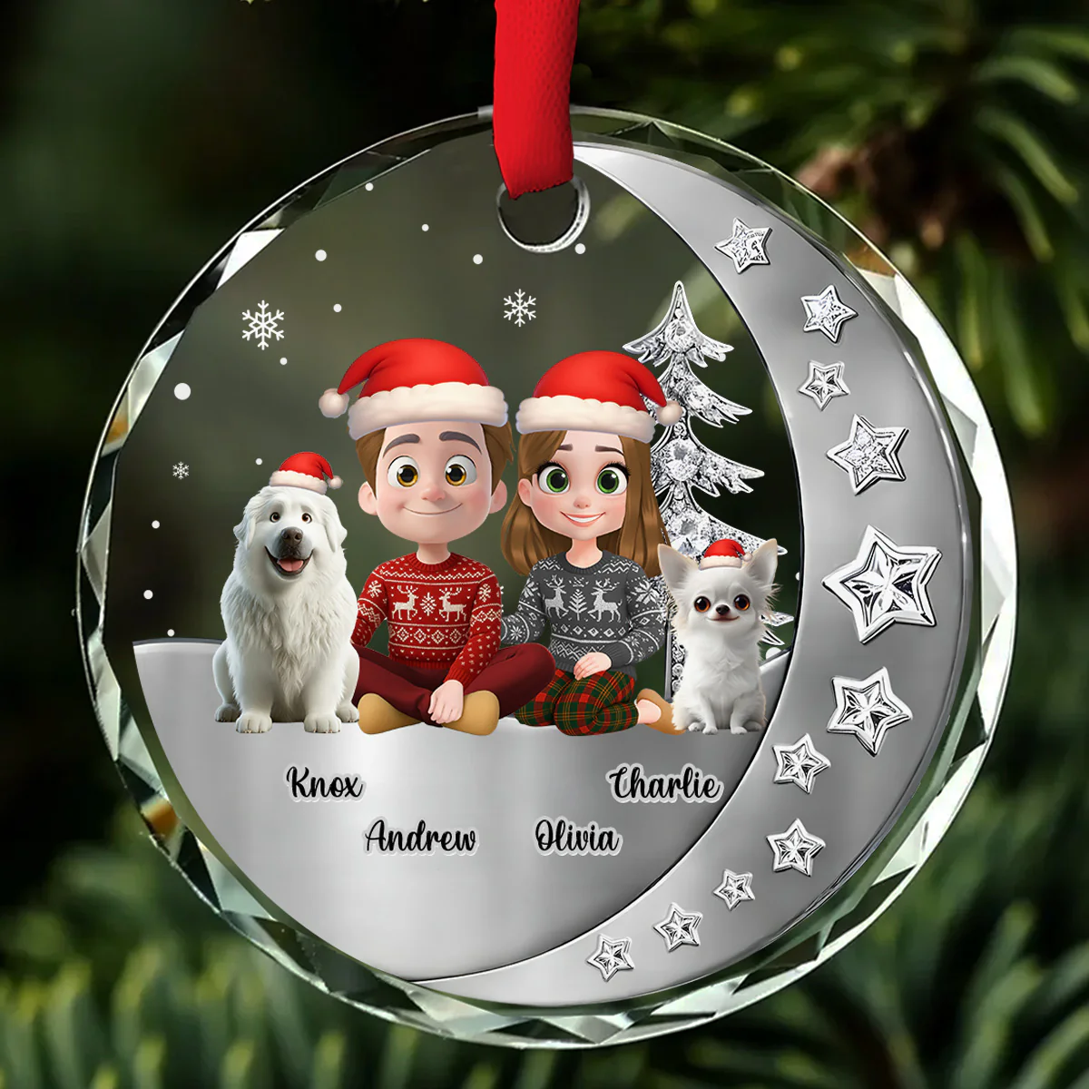 Beside Each Other - Personalized Custom 3D Effect Glass Ornament - Image 2