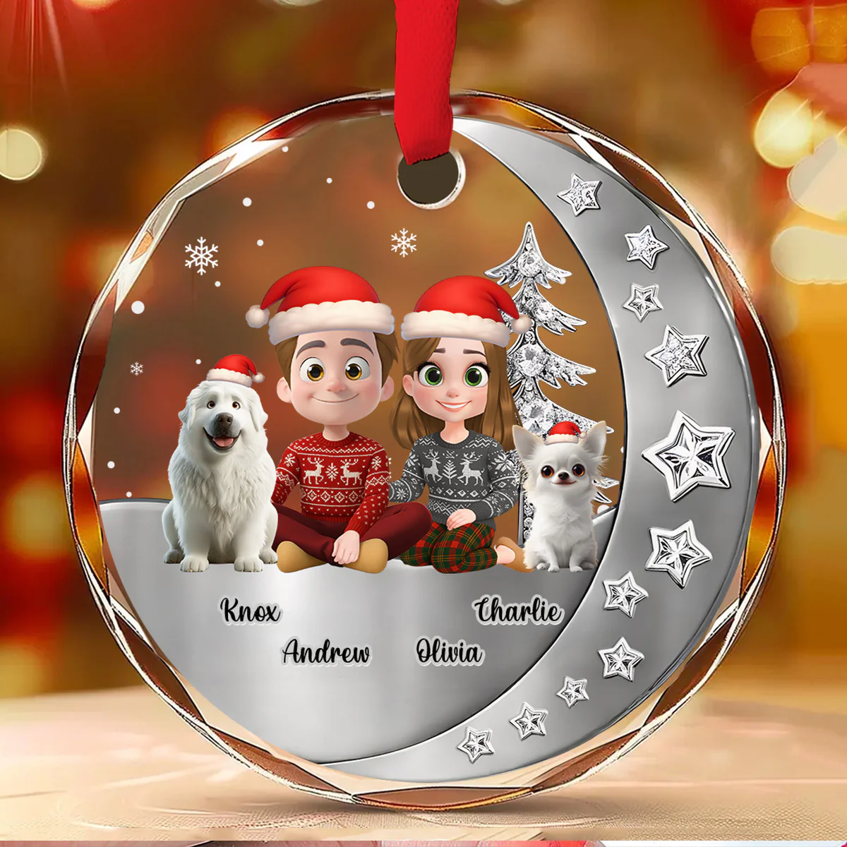 Beside Each Other - Personalized Custom 3D Effect Glass Ornament - Image 3