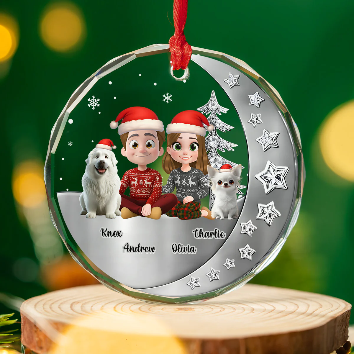 Beside Each Other - Personalized Custom 3D Effect Glass Ornament - Image 4