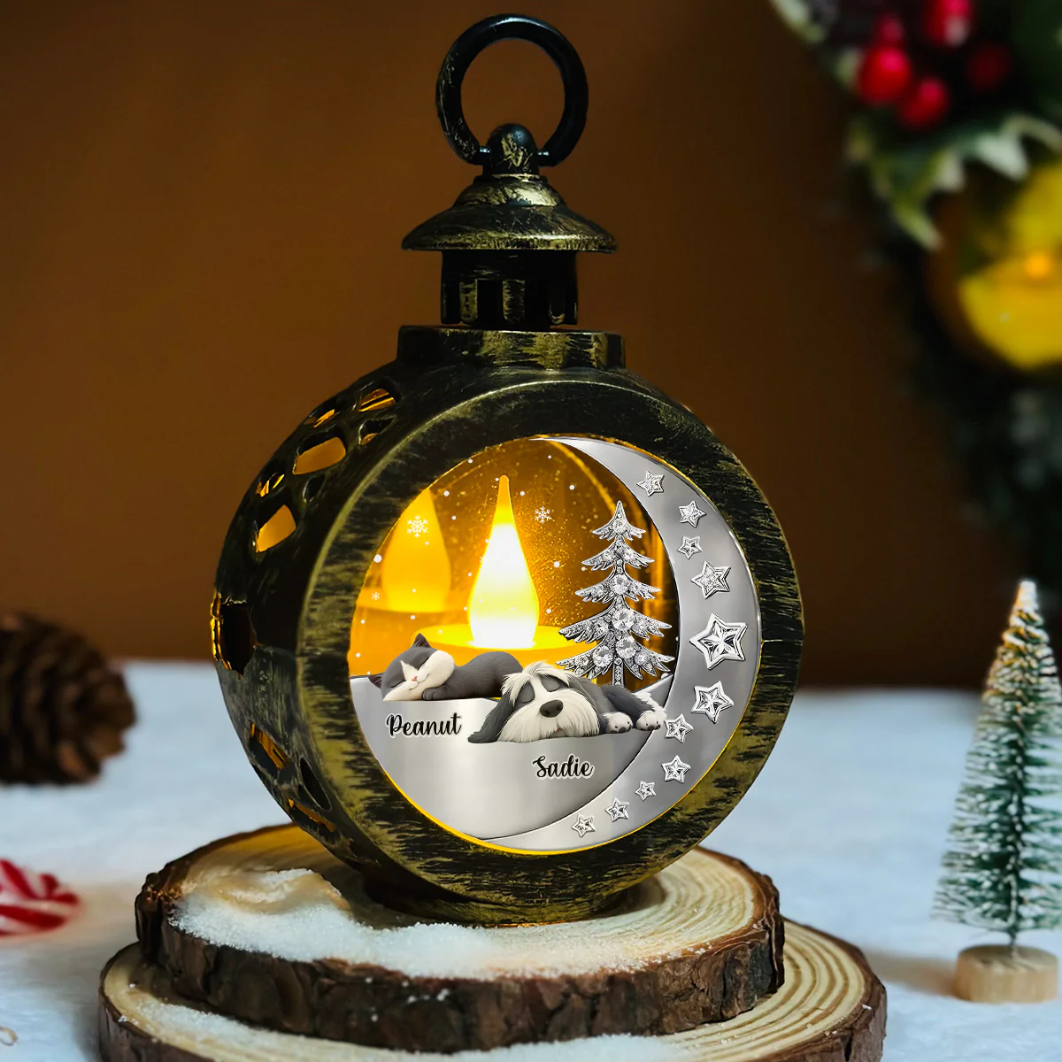 Beside My Babies - Personalized Custom 3D Effect Christmas Lantern - Image 5