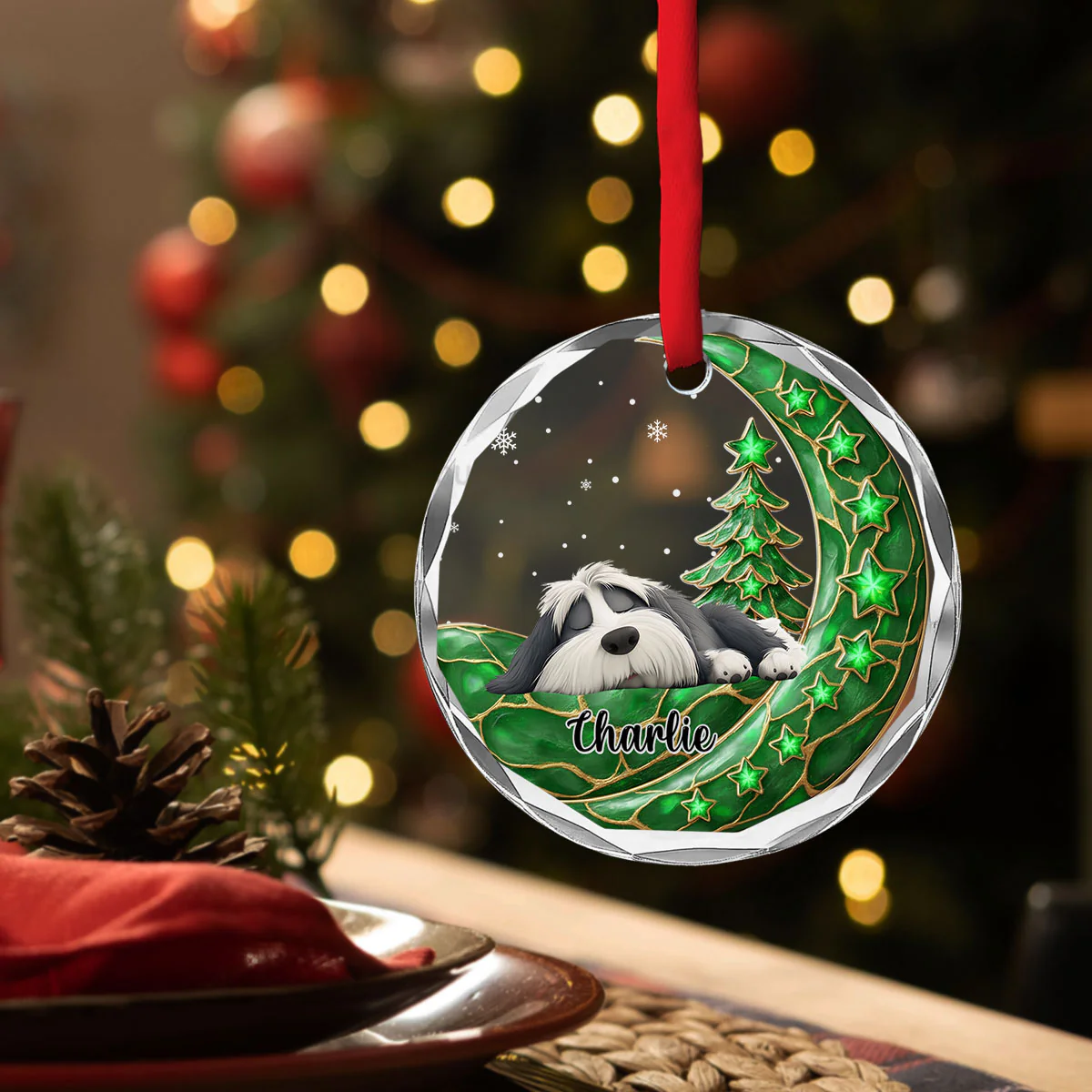 Beside Pearl Of You - Personalized Custom 3D Effect Glass Ornament - Image 3