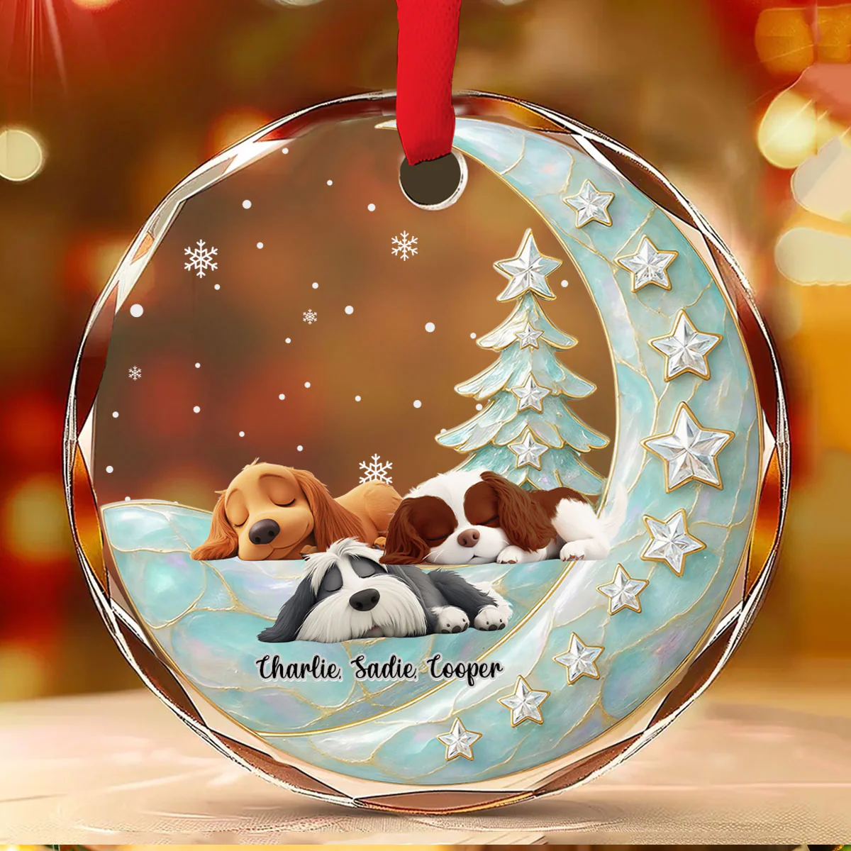 Beside Pearl Of You - Personalized Custom 3D Effect Glass Ornament - Image 4