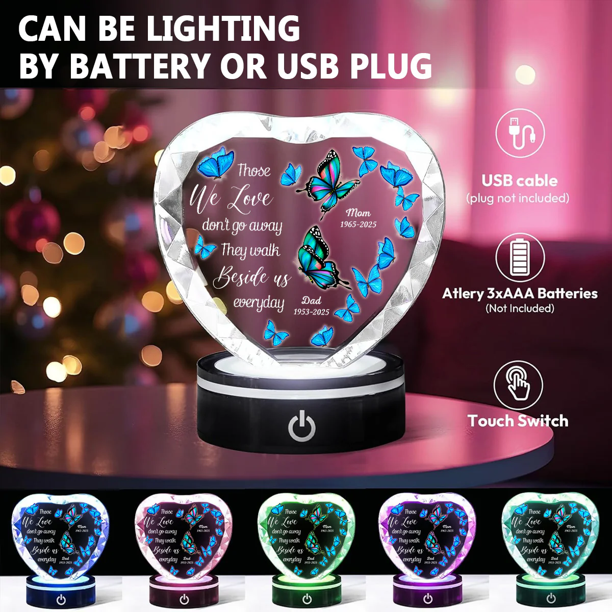 Beside Us Everyday - Personalized Custom Crystal Led Light - Image 4