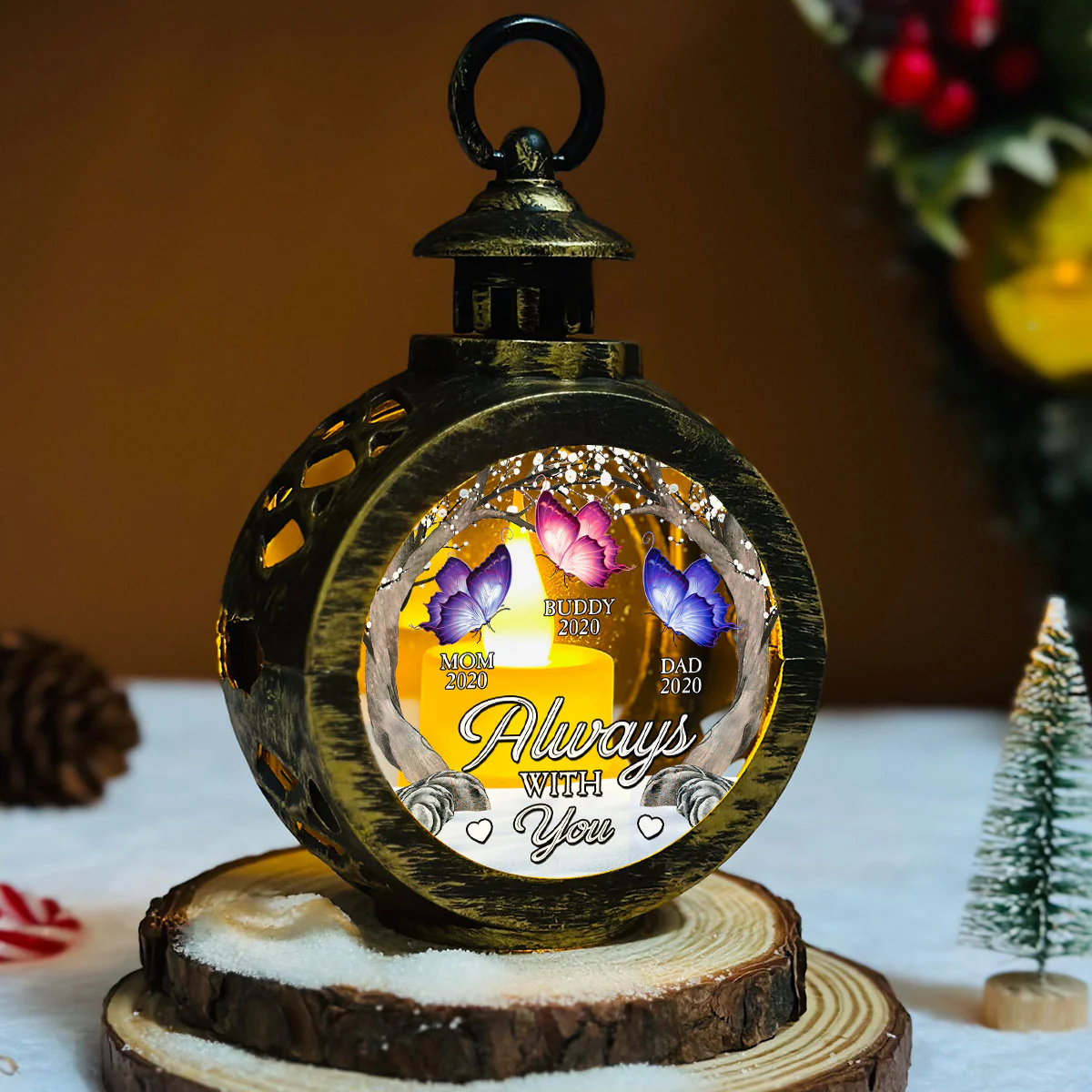 Beside You Forever - Personalized Custom Christmas Lantern - Image 5