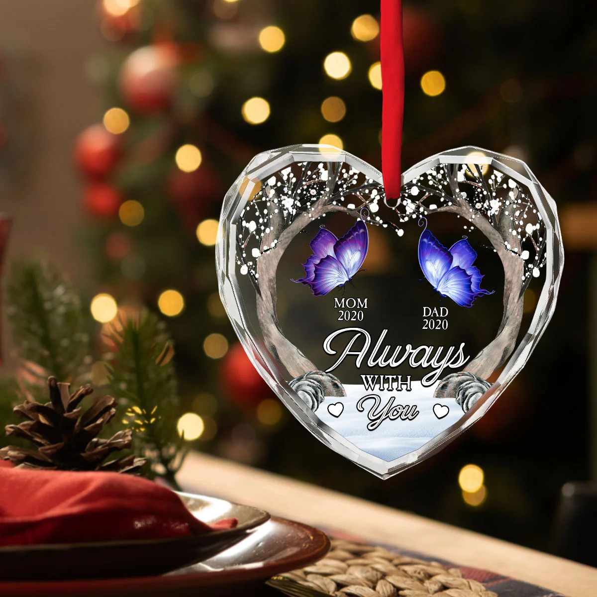 Beside You Forever - Personalized Custom Glass Ornament - Image 4